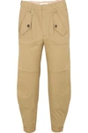 CHLOÉ CROPPED COTTON-BLEND GABARDINE TAPERED trousers
