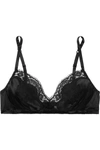 DOLCE & GABBANA LACE-TRIMMED STRETCH-SILK SATIN SOFT-CUP BRA