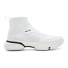 Prada Men's Cloudbust Knit Sport High-top Sneakers In Bianco