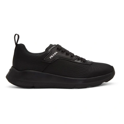 Prada Men's Basic Tone-on-tone Knit Low-top Sneakers In Nero