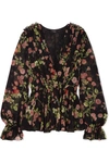 GIAMBATTISTA VALLI Wrap-effect floral-print silk-georgette blouse