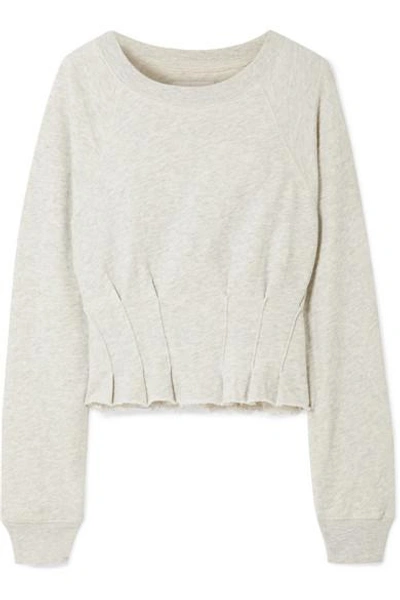 Current Elliott The Pintucked Frayed French Cotton-terry Sweatshirt In Gray
