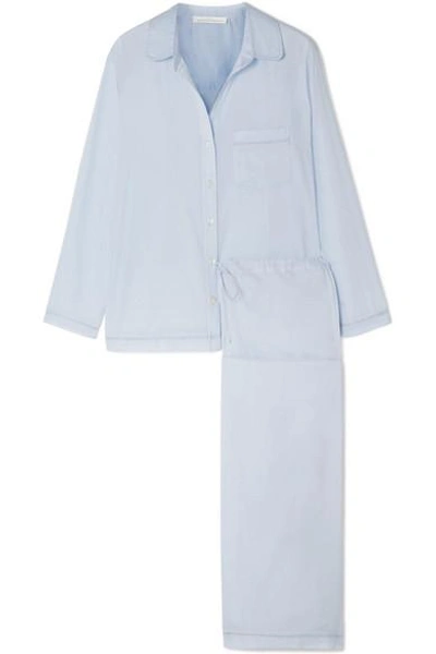 Pour Les Femmes Classic Cotton Pyjama Set In Sky Blue
