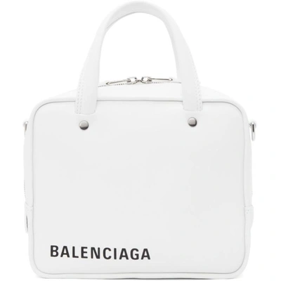Balenciaga Triangle Square Xs Aj Printed Leather Shoulder Bag In Blanc
