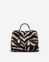 DOLCE & GABBANA SICILY SOFT BAG IN ZEBRA FAUX FUR,BB6620AV01989697