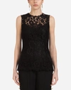 Dolce & Gabbana Cordonetto-lace Sleeveless Tank Top In Black