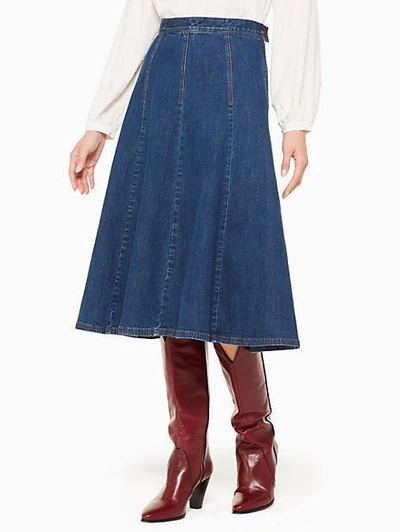 Kate Spade Denim Midi Skirt In Medium Wash