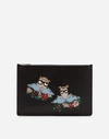 DOLCE & GABBANA DOCUMENT HOLDER IN CALFSKIN WITH DESIGNERS’ PATCH EMBROIDERY,BP2182AV53180999