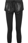 ADIDAS BY STELLA MCCARTNEY PERFORMANCE ESSENTIALS LAYERED GLOSSED-SHELL AND STRETCH LEGGINGS
