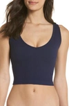 Free People Intimately Fp Solid Rib Longline Bra In Navy