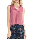 Vince Camuto V-neck Rumple Satin Blouse In Rouge Blush