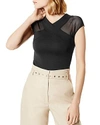 KAREN MILLEN MESH-SLEEVE TOP,TD006