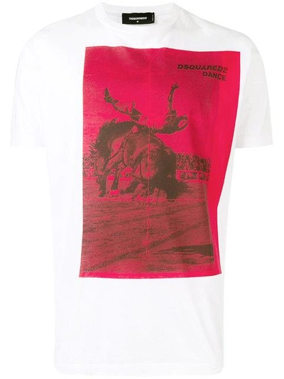 Dsquared2 Rodeo Dance Print Cotton Jersey T-shirt In White