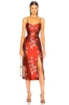 Johanna Ortiz El Dia Que Me Quieras Floral-print Satin Dress In Renaissance Victorian Red