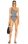 NORMA KAMALI NORMA KAMALI SPLICED ONE SHOULDER MIO SWIMSUIT IN BLACK