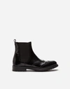 DOLCE & GABBANA CHELSEA ANKLE BOOTS IN BRUSHED CALFSKIN WITH LOGO PRINT,CT0437AV664HNU16
