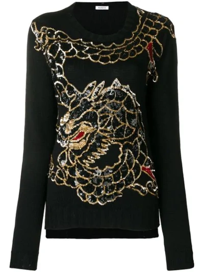 P.a.r.o.s.h Dragon Sequin Embroidered Jumper In Black