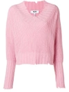 MSGM MSGM CROPPED RIBBED JUMPER - PINK