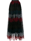 ELIE SAAB colour-block lace maxi skirt