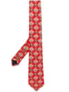 BURBERRY BURBERRY MODERN CUT CHECK EQUESTRIAN KNIGHT TIE - RED