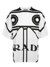 PRADA OVERSIZED LOGO PRINT T-SHIRT,10664817