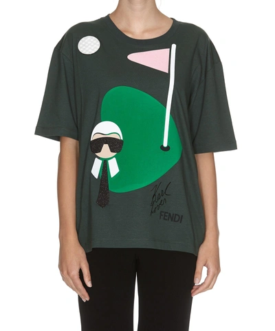 Fendi Golf Karlito Oversize T-shirt In Green