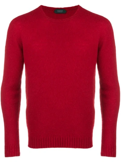 Zanone Red Cotton Crew Neck Jumper In Rot