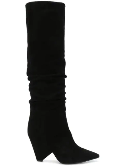 Anna F . Pointed Knee-length Boots - Black