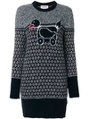 THOM BROWNE PULLOVER DRESS WITH DUCK TOY ICON IN MOHAIR TWEED