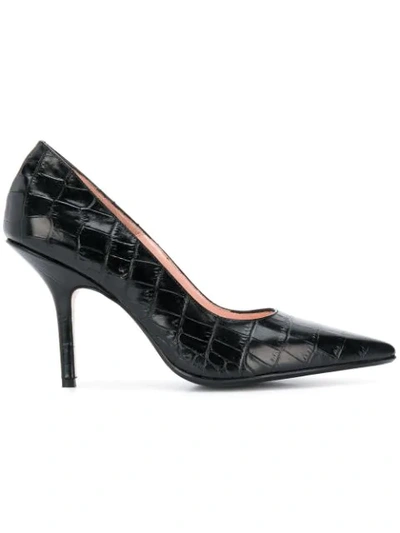 Anna F Croco-embossed Pumps In Black