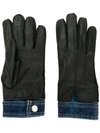 DSQUARED2 DSQUARED2 DENIM INSERT GLOVES - BLACK