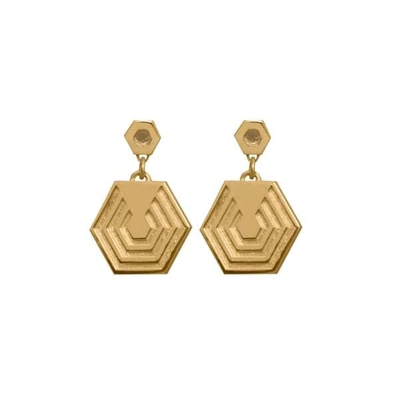Edge Only Hexagon Drop Earrings In Gold