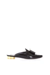 FERRAGAMO BLACK SCIACCA SLIDERS IN LEATHER,10665160