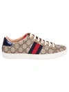 Gucci Ace Gg Supreme Metallic Watersnake-trimmed Logo-print Coated-canvas Sneakers In Multicolor