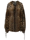 SAINT LAURENT ANIMAL PRINT SILK BLOUSE,10665015