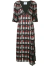 Prada Lipstick Print Twill Dress In Black