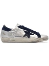 GOLDEN GOOSE METALLIC SILVER AND BLUE SUPERSTAR LEATHER trainers