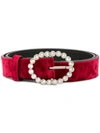 KATE CATE KATE CATE EMBELLISHED BUCKLE BELT - RED