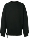 SYSTEM SYSTEM TORN CREW-NECK SWEATSHIRT - BLACK