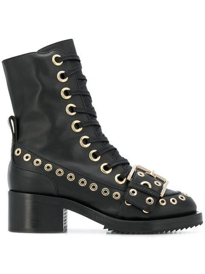 N°21 Embellished Leather Ankle Boots In Black