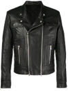 BALMAIN LEATHER GRAPHIC BIKER JACKET