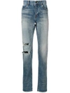 SAINT LAURENT distressed straight-leg jeans