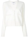 THOM BROWNE THOM BROWNE CABLE KNIT V-NECK CARDIGAN - WHITE