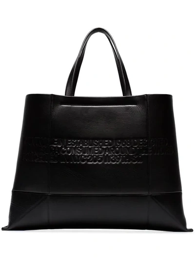 Calvin Klein 205w39nyc Black Geometric Embossed Leather Tote