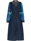 ALL THINGS MOCHI ALL THINGS MOCHI LUCY DENIM PATCHWORK TRENCH COAT - BLUE