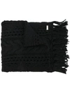 WOOLRICH WOOLRICH CABLE-KNIT SCARF - BLACK
