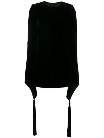 Saint Laurent Wide Sleeve Velvet Mini Dress In Black