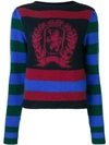 TOMMY HILFIGER HILFIGER COLLECTION STRIPED LOGO SWEATER - BLUE