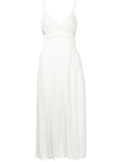 3.1 Phillip Lim / フィリップ リム Pleated Paneled Cotton, Silk And Satin Midi Dress In Optic White