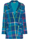 ALL THINGS MOCHI ALL THINGS MOCHI LONG SLEEVE CHECK BLAZER JACKET - BLUE